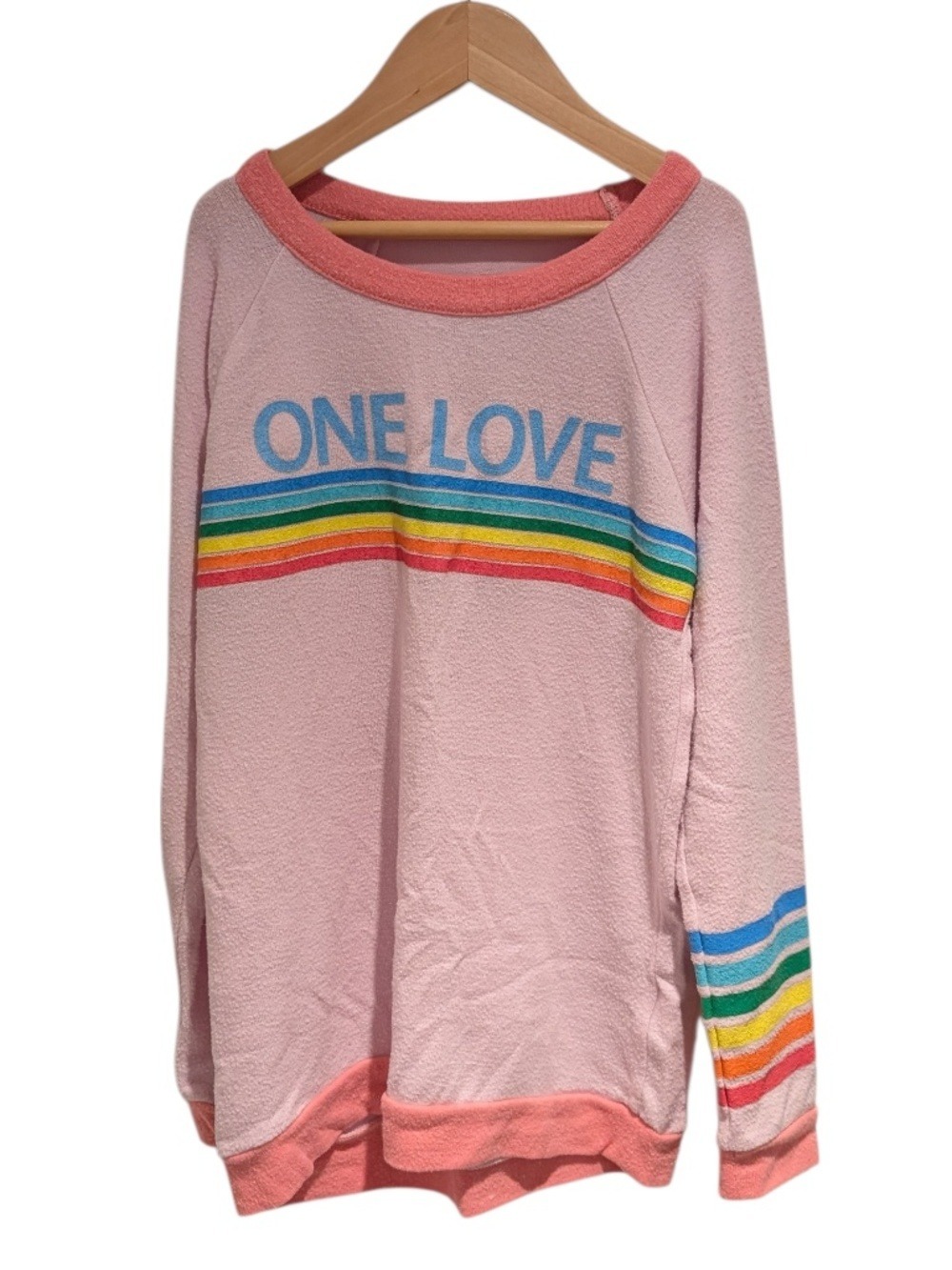 CHASER pink & rainbow “one love” graphic sweatshirt - size 12